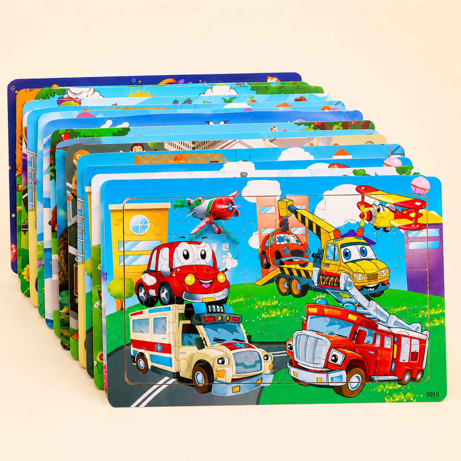 30-Piece Wooden Puzzle Set - Animals, Dinosaurs & Cartoon Themes - Montessori Educational Toy - Creative Gift for Toddlers & Kids