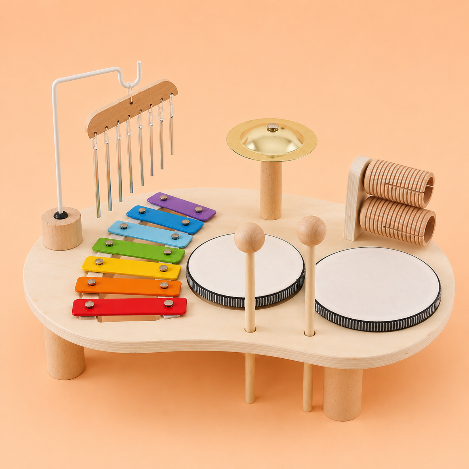 Little Music Makers Activity Table – Wooden Instrument Play Set for Toddlers