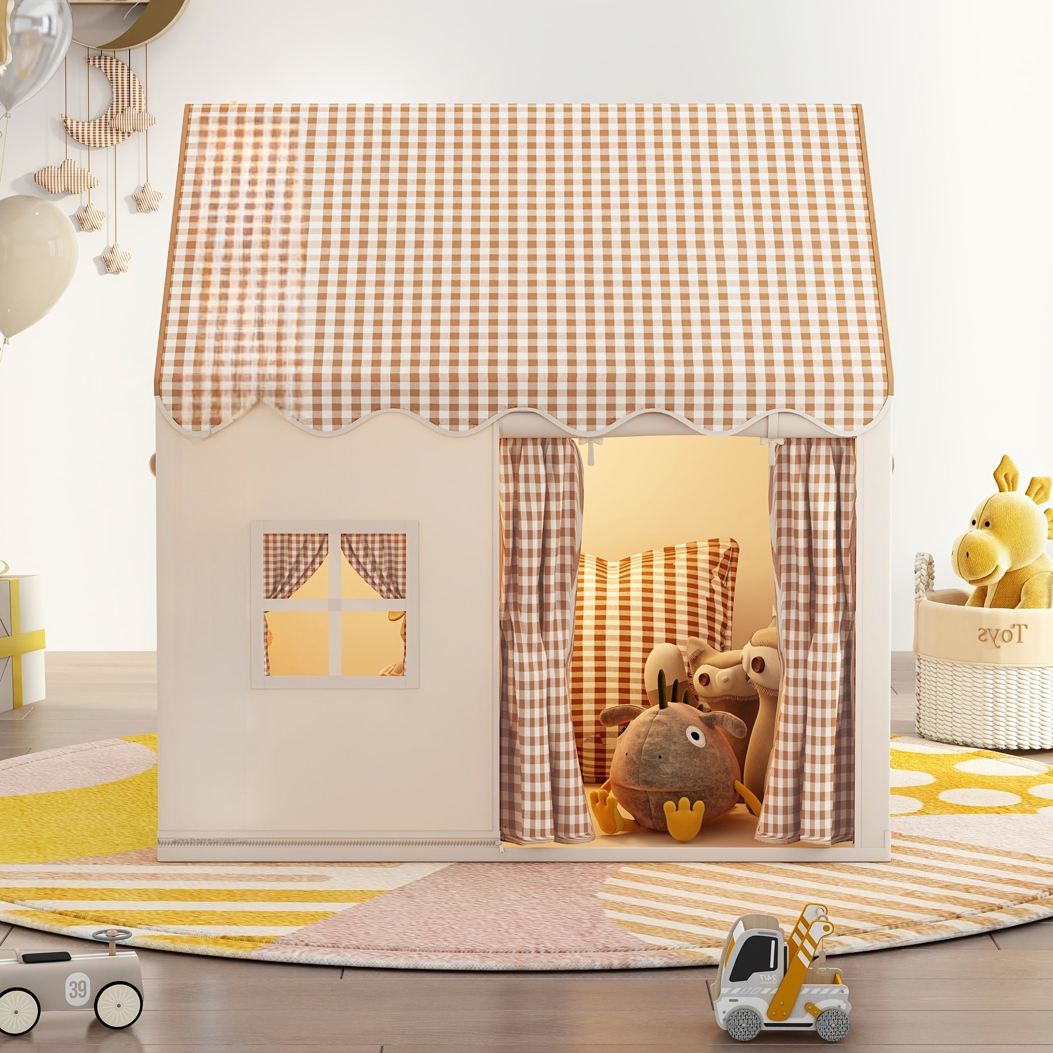 Princess Play Tent for Girls – Foldable Indoor Castle with Curtains for Pretend Play