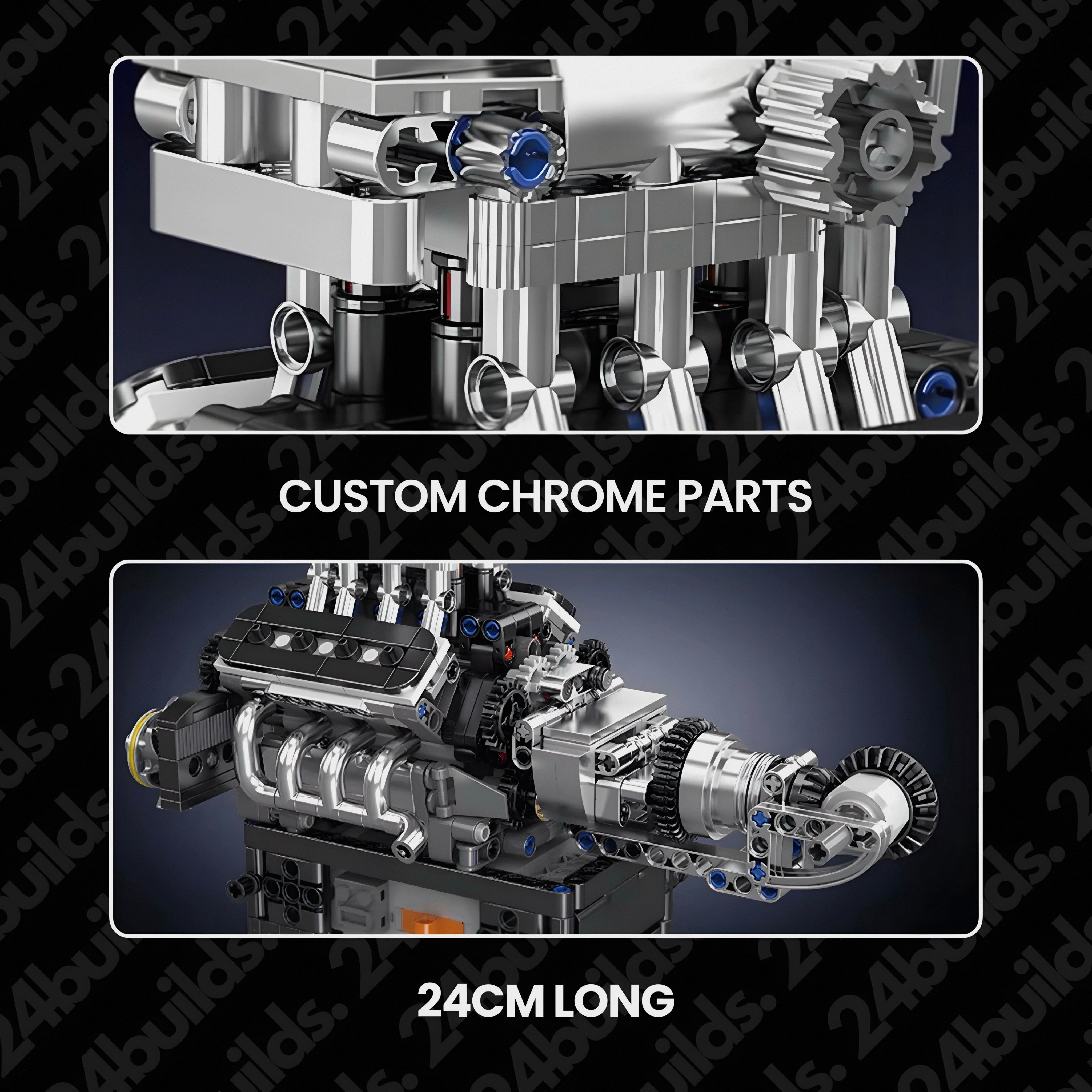 British Supercar V8 Engine - MOC Building Kit - 736 Pcs