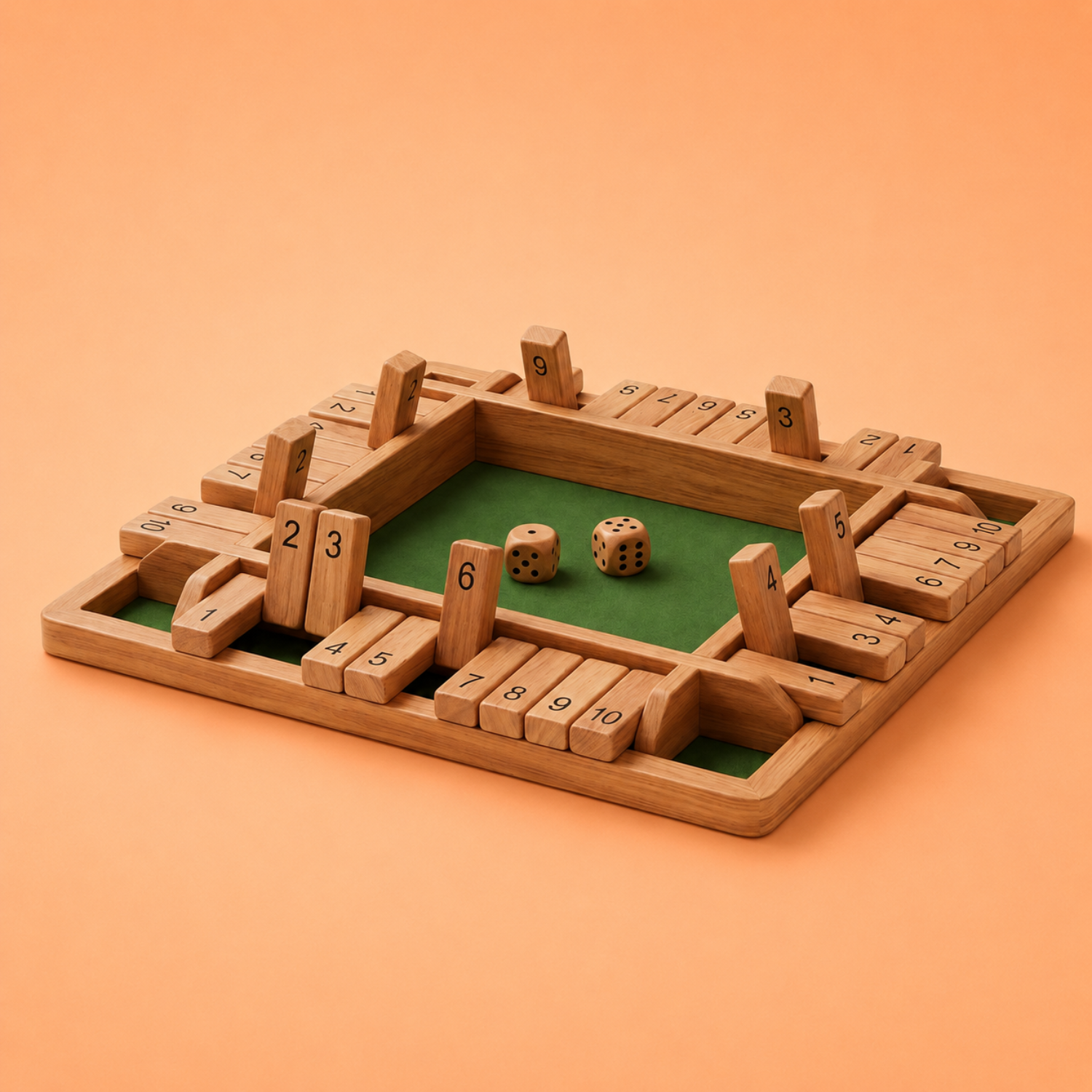 Shut the Box Dice Game – Educational Wooden Game for Math Skills and Strategic Thinking – Compact and Portable for All Ages