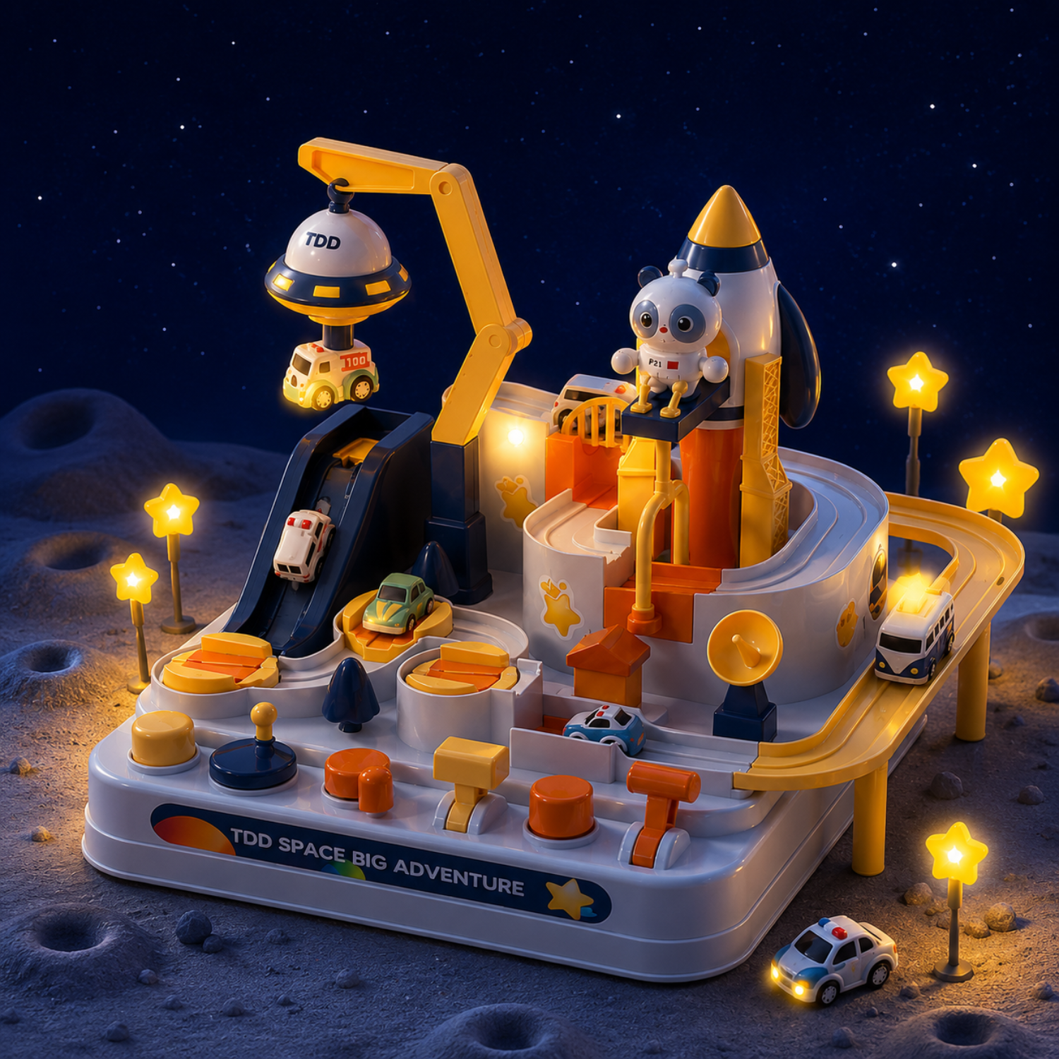 Space Adventure Car Track Toy – Kids Interactive Race Track Playset with Cars – Multi-Level Intergalactic STEM Toy – Creative Birthday Gift for Ages 3+