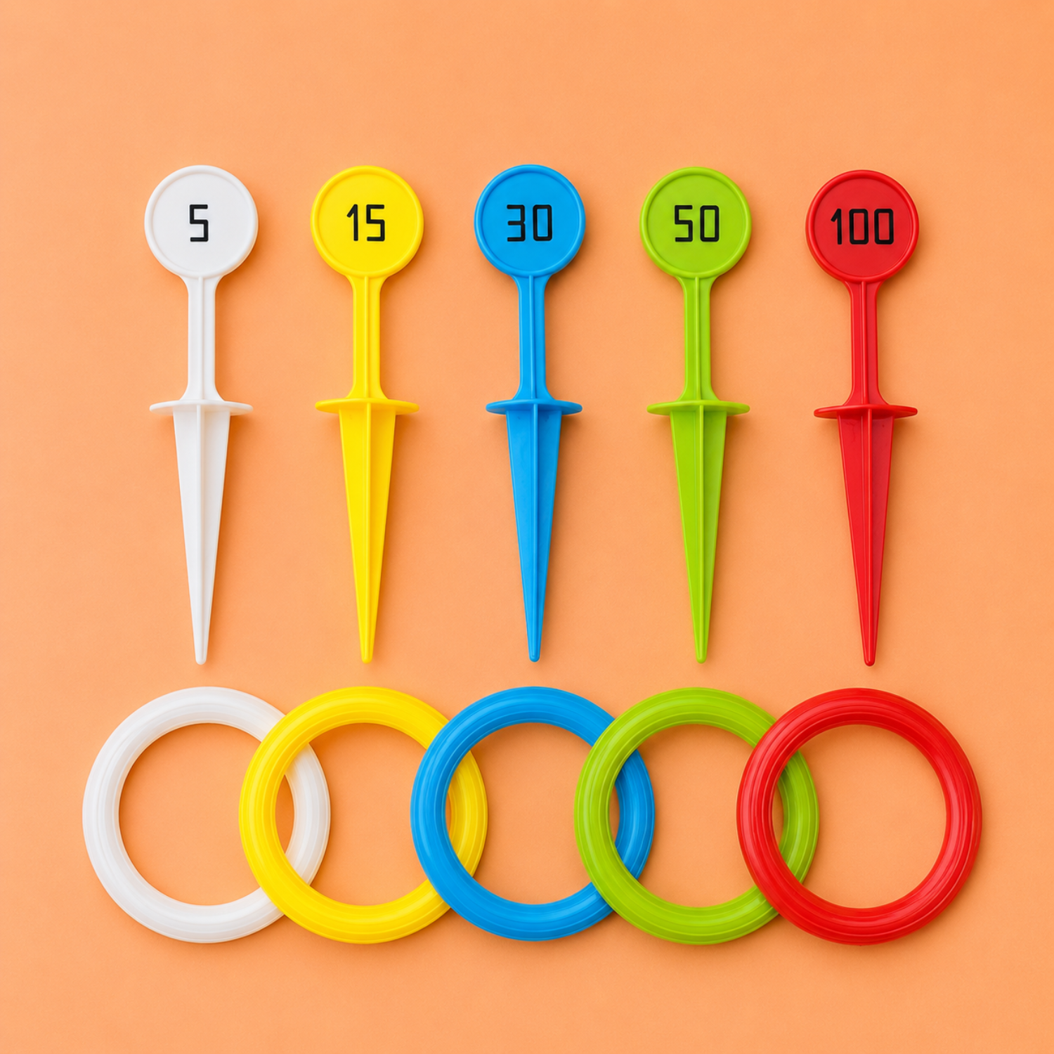 Colorful Rainbow Ring Toss Game Set for Youngsters & Adults – Durable PP Outdoor Fun for Beach, Garden, Lawn & Backyard – Ideal Active Play Skill Game for Ages 3+