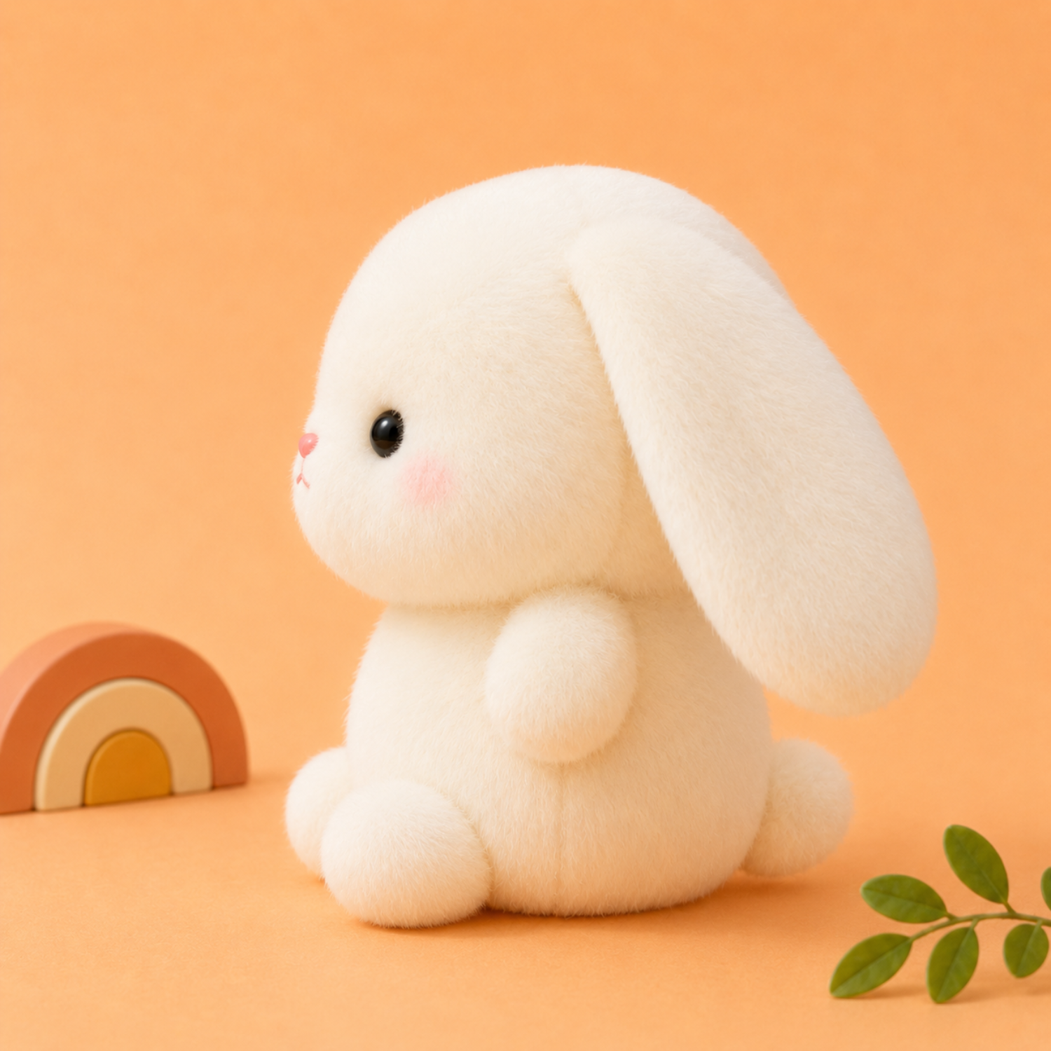 Mojibricks 15CM Kawaii Snowy Bunny Plushie – Ultra-Soft Long-Eared Companion & Minimalist Tabletop Ornament – Perfect Birthday or Christmas Gift for Kids