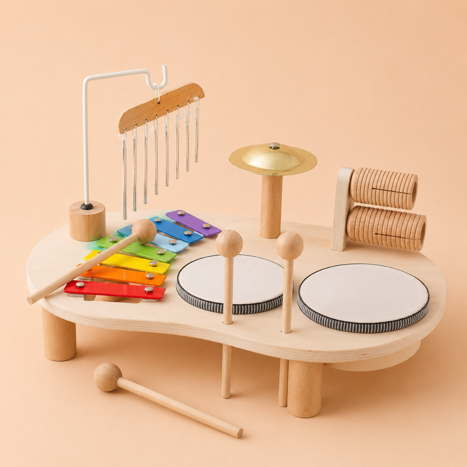 Little Music Makers Activity Table – Wooden Instrument Play Set for Toddlers