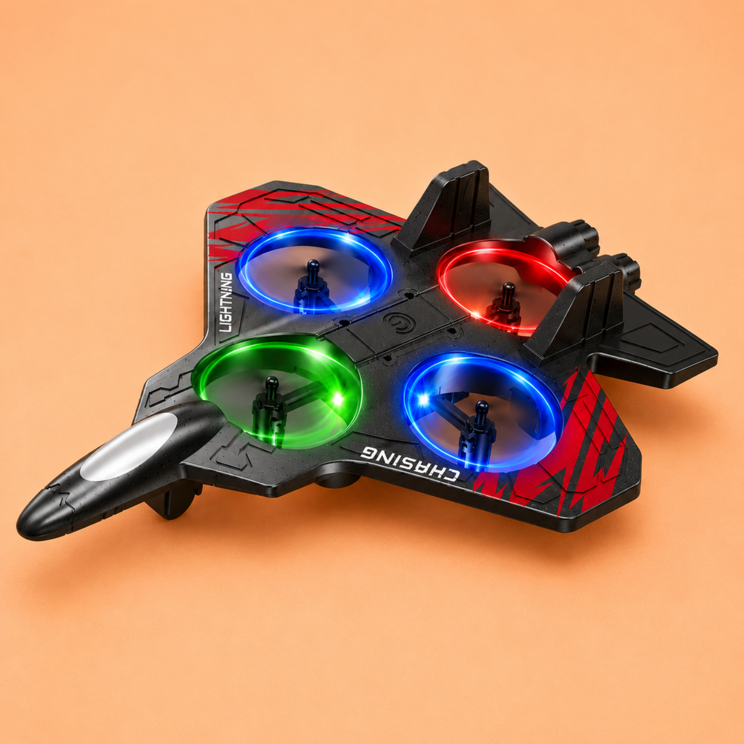 LED Foam Drone for Kids – 2.4GHz Stunt Fighter Jet – 360° Flip & Intelligent Hover – Crash-Resistant EPP Foam – RC Toy Plane with LED Lights