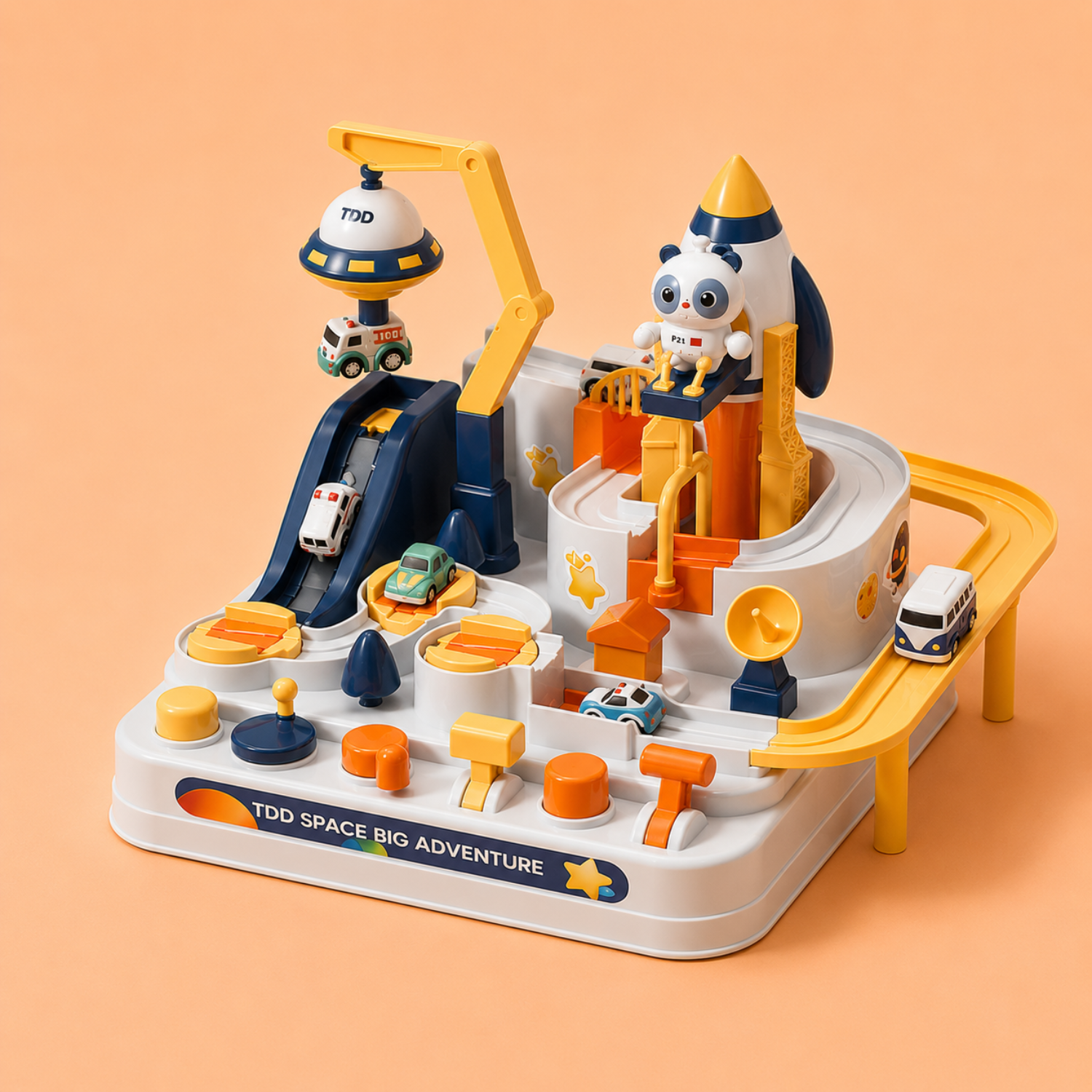 Space Adventure Car Track Toy – Kids Interactive Race Track Playset with Cars – Multi-Level Intergalactic STEM Toy – Creative Birthday Gift for Ages 3+