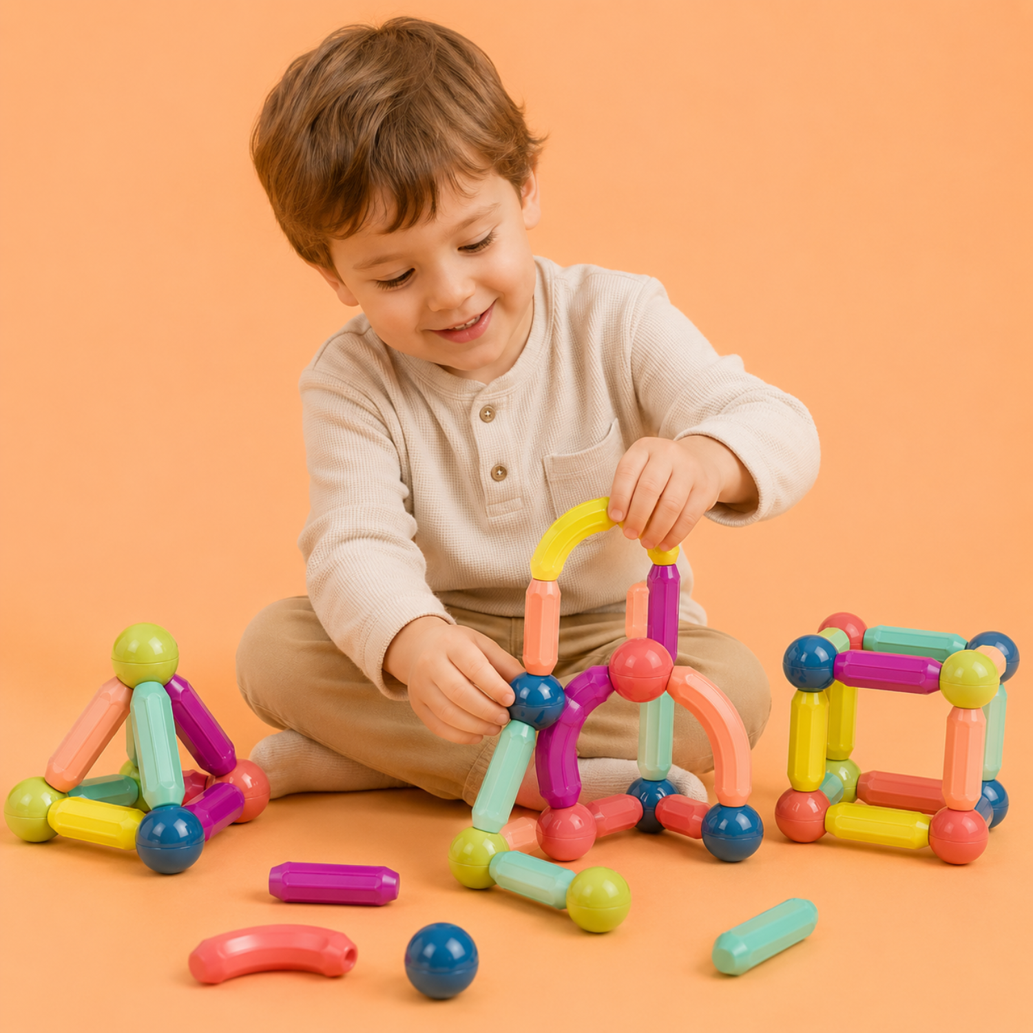 Magnetic Stick Building Blocks Set – 3D Geometric STEM Learning Toy – Open-Ended Educational Construction Blocks – For Kids Ages 3+