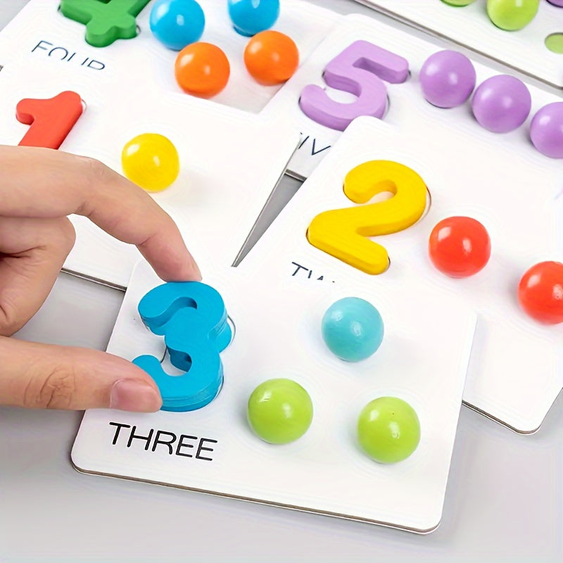 Wooden Math Counting Toy Set – Educational Number Learning Game for Kids with Beads & Activity Cards