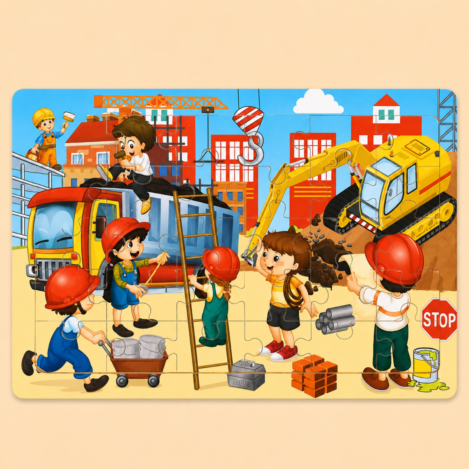 30-Piece Wooden Puzzle Set - Animals, Dinosaurs & Cartoon Themes - Montessori Educational Toy - Creative Gift for Toddlers & Kids