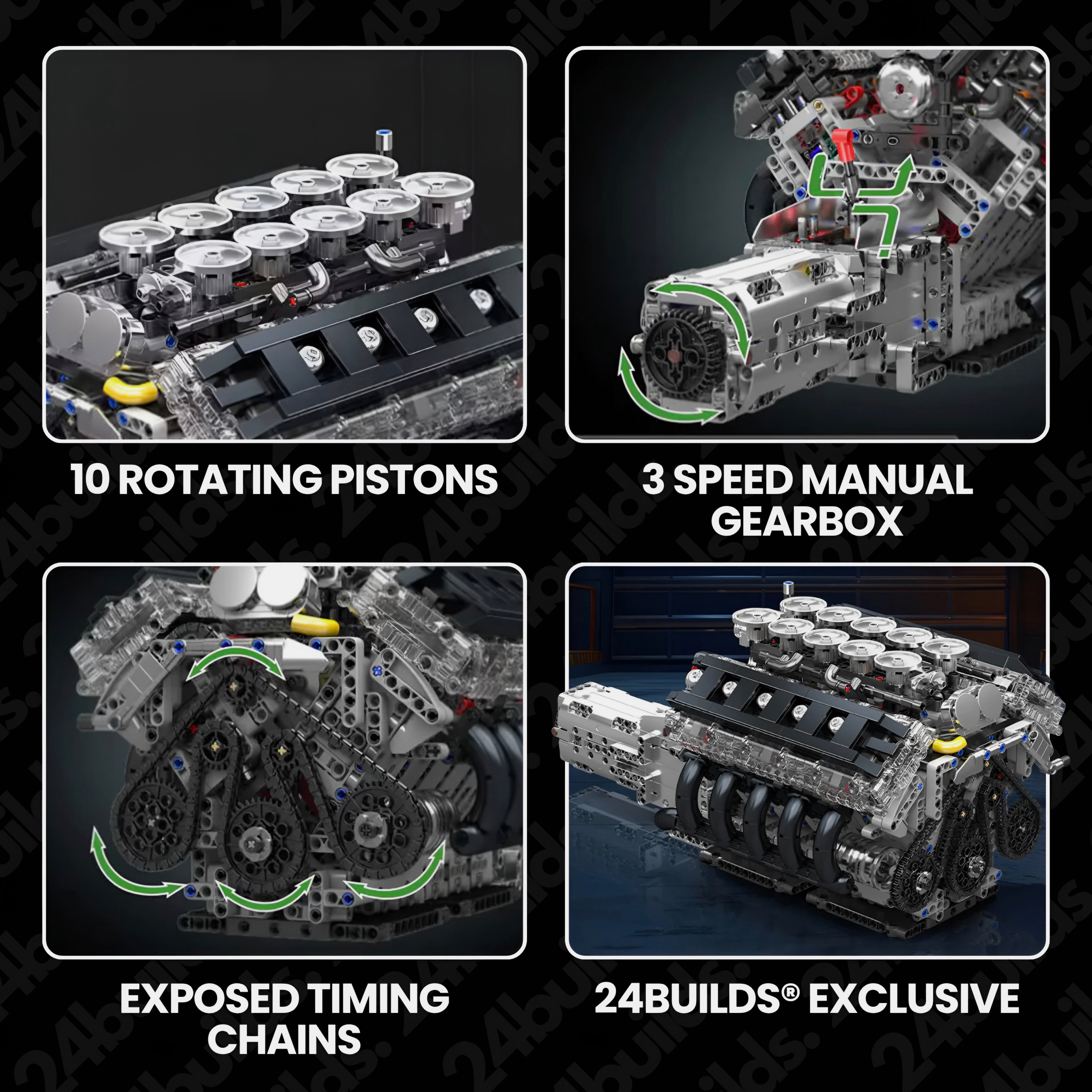 Japanese V10 Performance Engine Model - 1834 Pieces