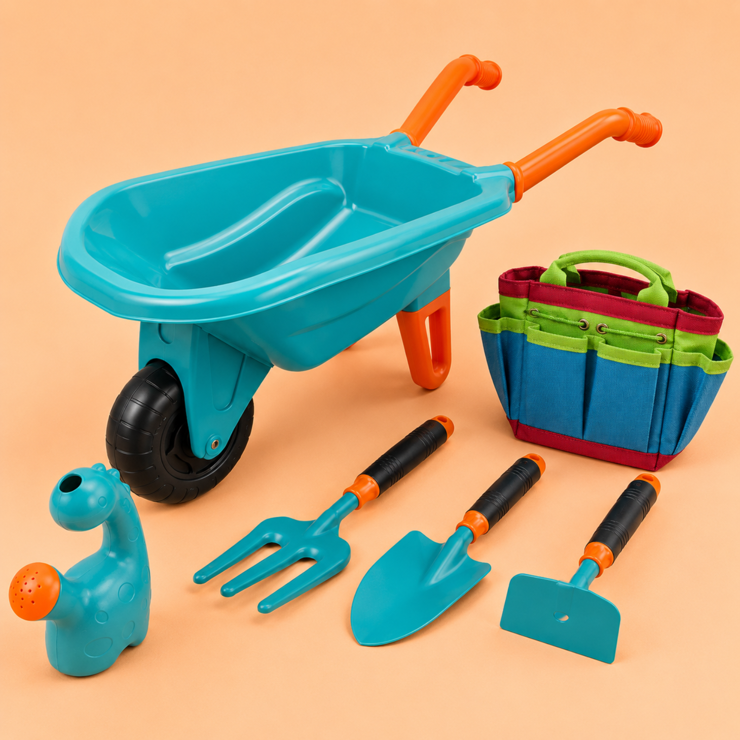 Kids Garden Wheelbarrow Set – Outdoor Gardening Toy Kit with Tools – Real Handheld Yard Work Simulation Set – Educational Nature Exploration Gift for Ages 3+