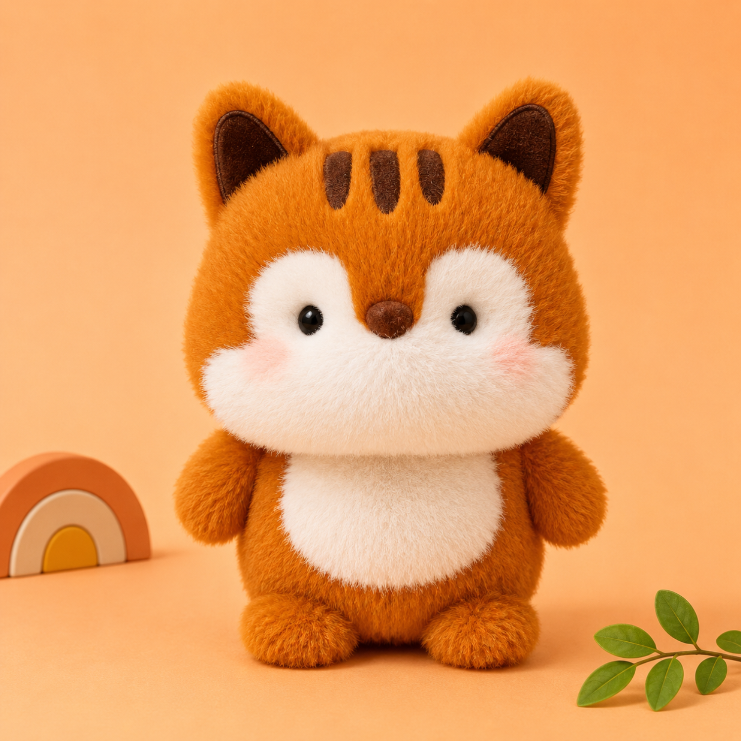 Mojibricks 15CM Kawaii Tabby Tiger Plushie – Soft Striped Companion & Playful Tabletop Ornament – Perfect Birthday or Christmas Gift for Kids