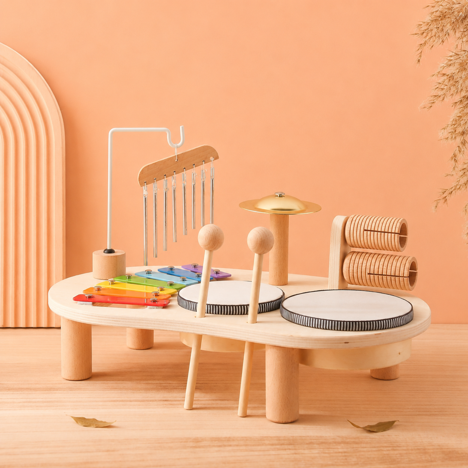 Little Music Makers Activity Table – Wooden Instrument Play Set for Toddlers