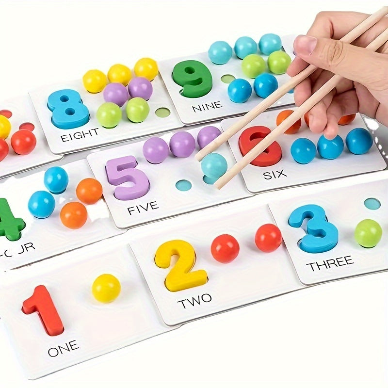 Wooden Math Counting Toy Set – Educational Number Learning Game for Kids with Beads & Activity Cards