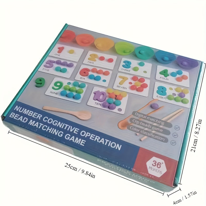 Wooden Math Counting Toy Set – Educational Number Learning Game for Kids with Beads & Activity Cards