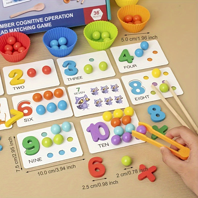Wooden Math Counting Toy Set – Educational Number Learning Game for Kids with Beads & Activity Cards