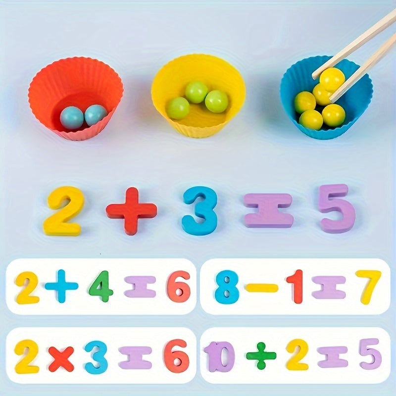 Wooden Math Counting Toy Set – Educational Number Learning Game for Kids with Beads & Activity Cards