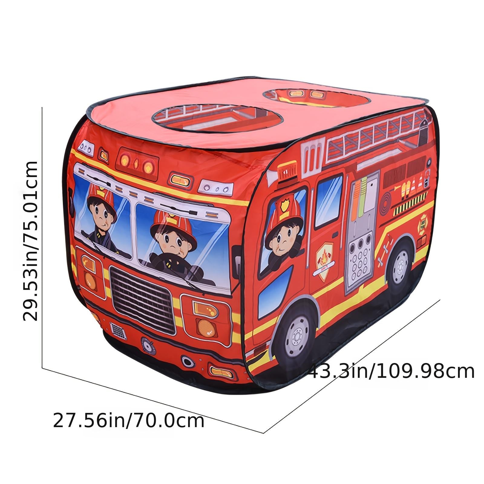 Fire Truck Car Tent for Kids – Foldable Indoor & Outdoor Playhouse with Sunroof