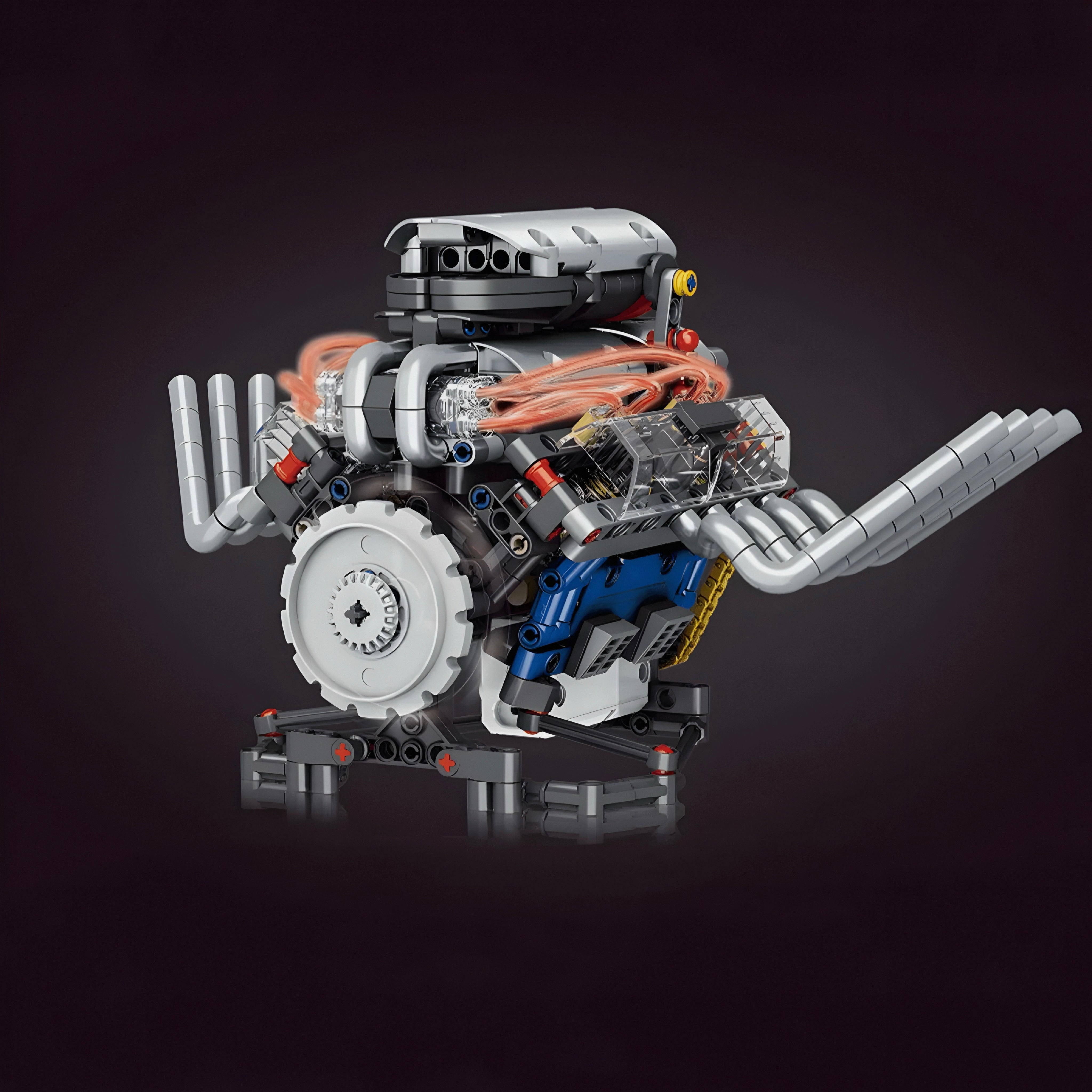 Motorized V8 Hot Rod Engine - MOC Building Kit - 662 Pcs