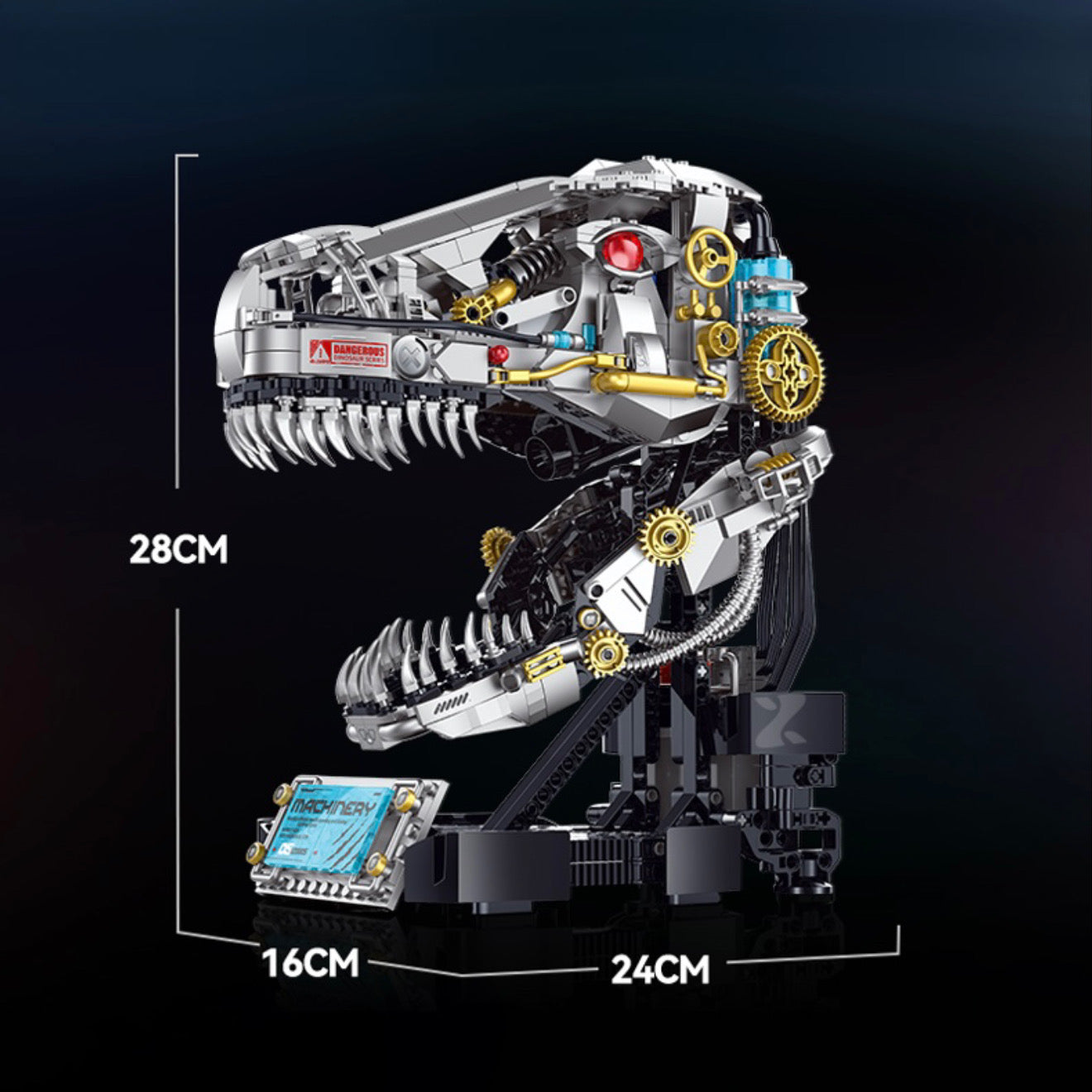 Cyber T-Rex Head Model Kit | 918 Pieces