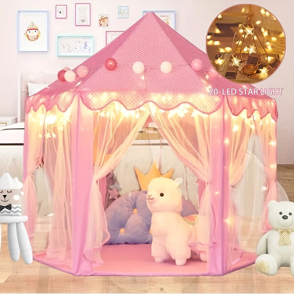 Pink Foldable Play Tent for Kids – Indoor Pop-Up Tent with Curtains for Girls