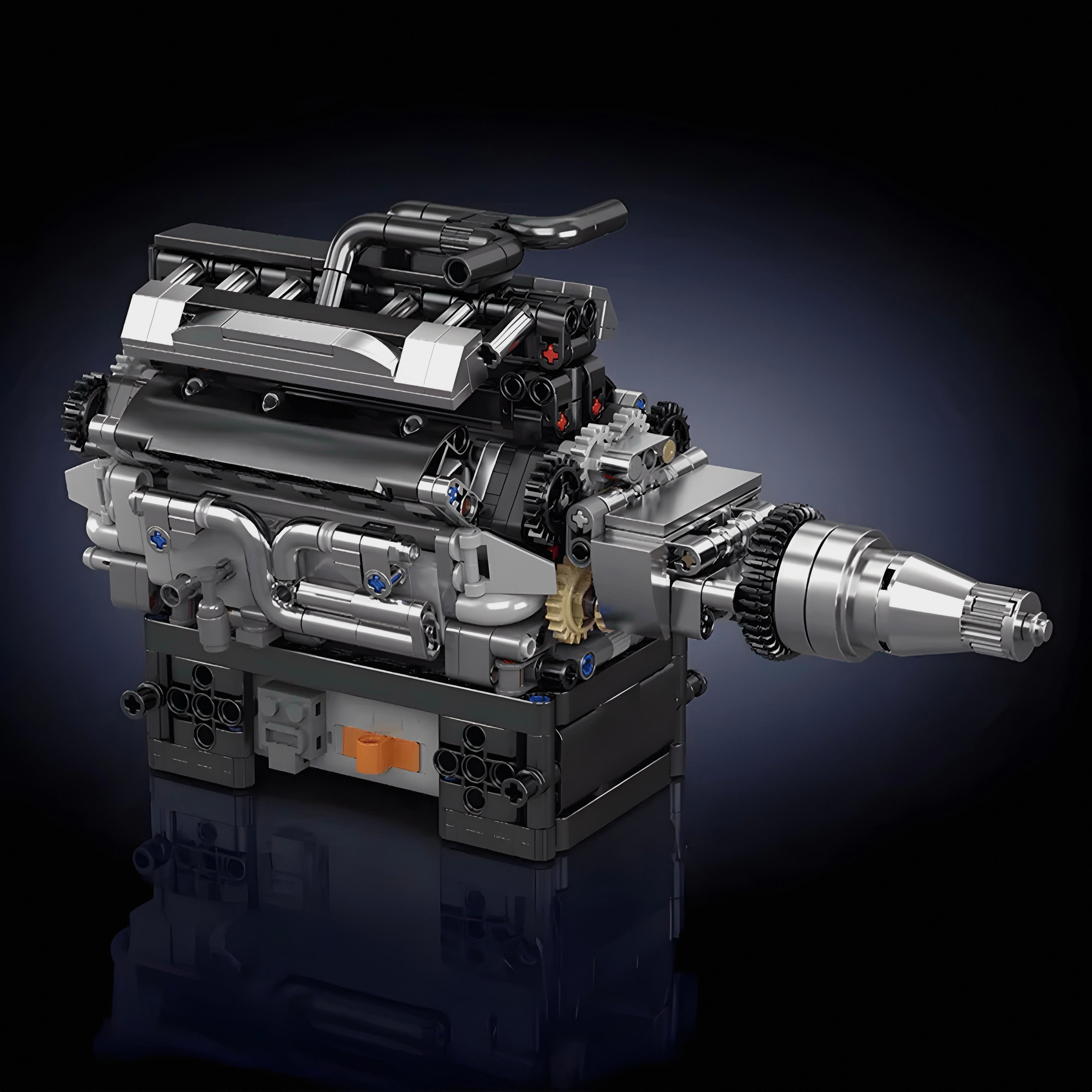 Motorized British Luxury V12 Engine - MOC Building Kit - 734 Pcs