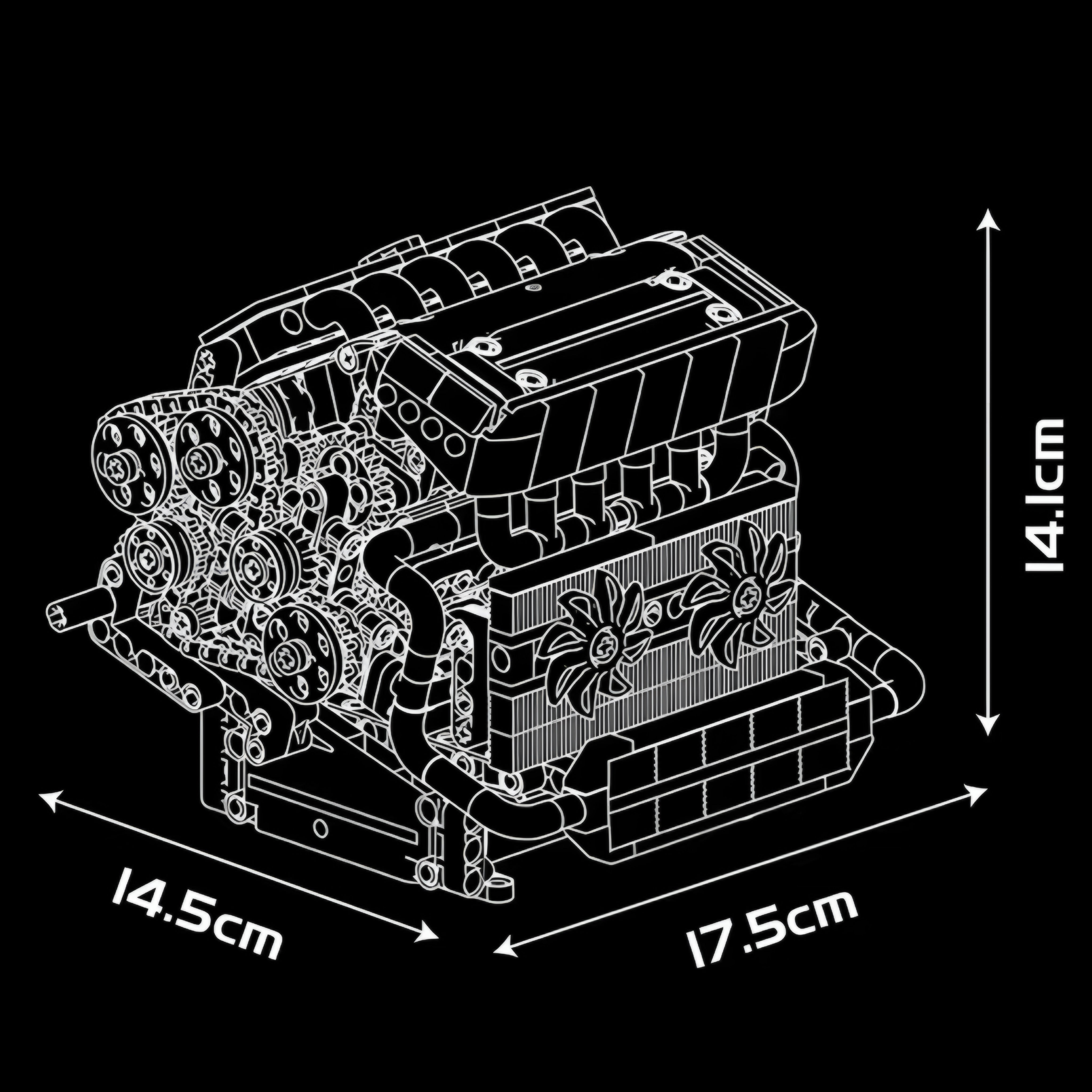 Motorized Inline-6 German Engine Model | 744 Pieces
