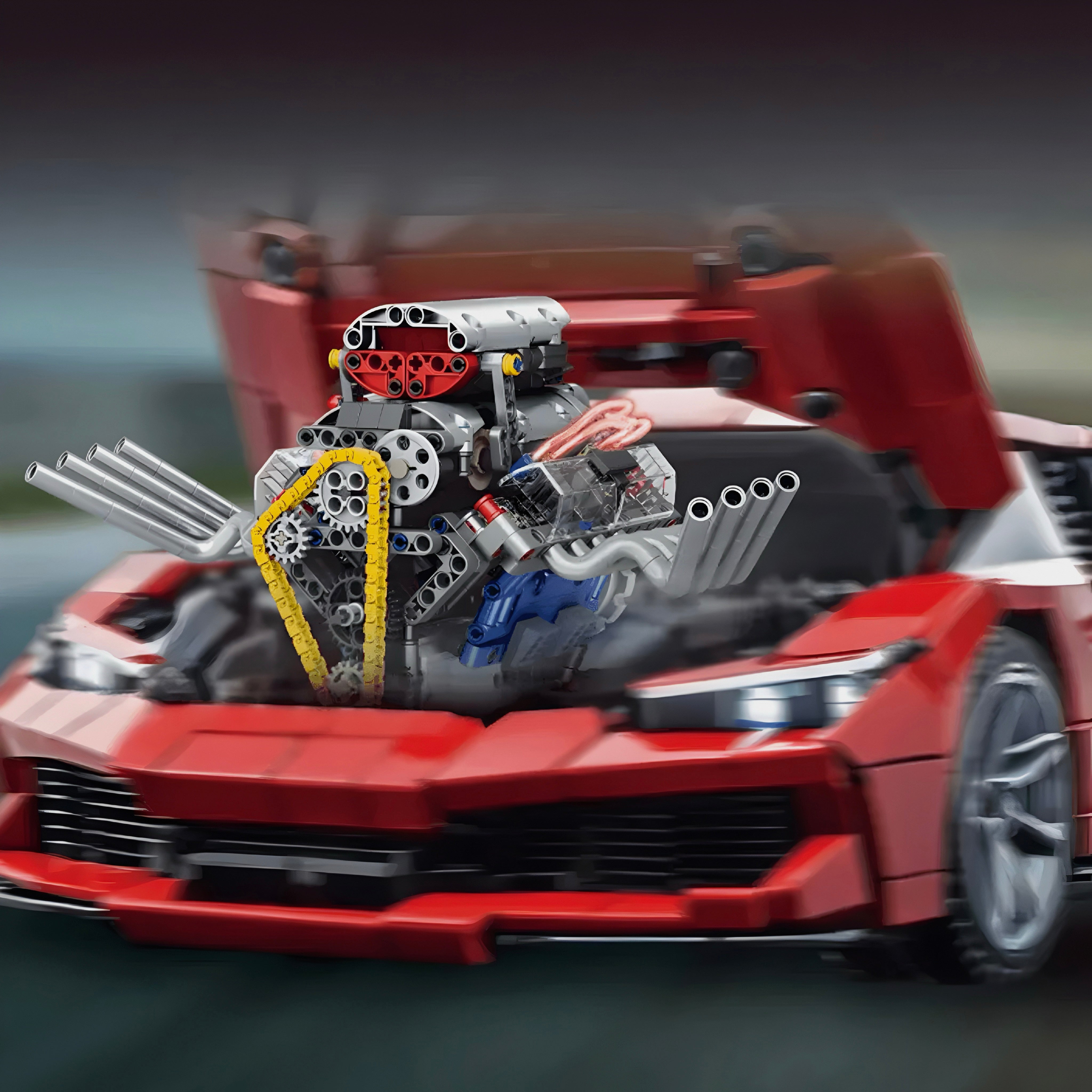 Motorized V8 Hot Rod Engine - MOC Building Kit - 662 Pcs