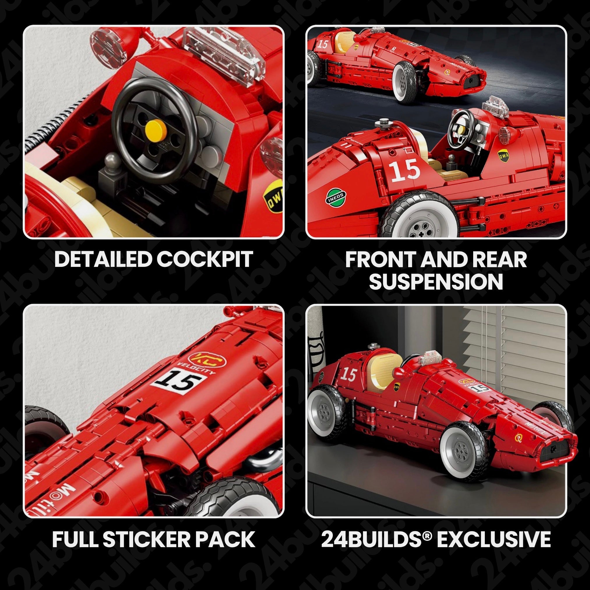 1950s Italian Grand Prix Race Car - MOC Building Kit - 1808 Pcs