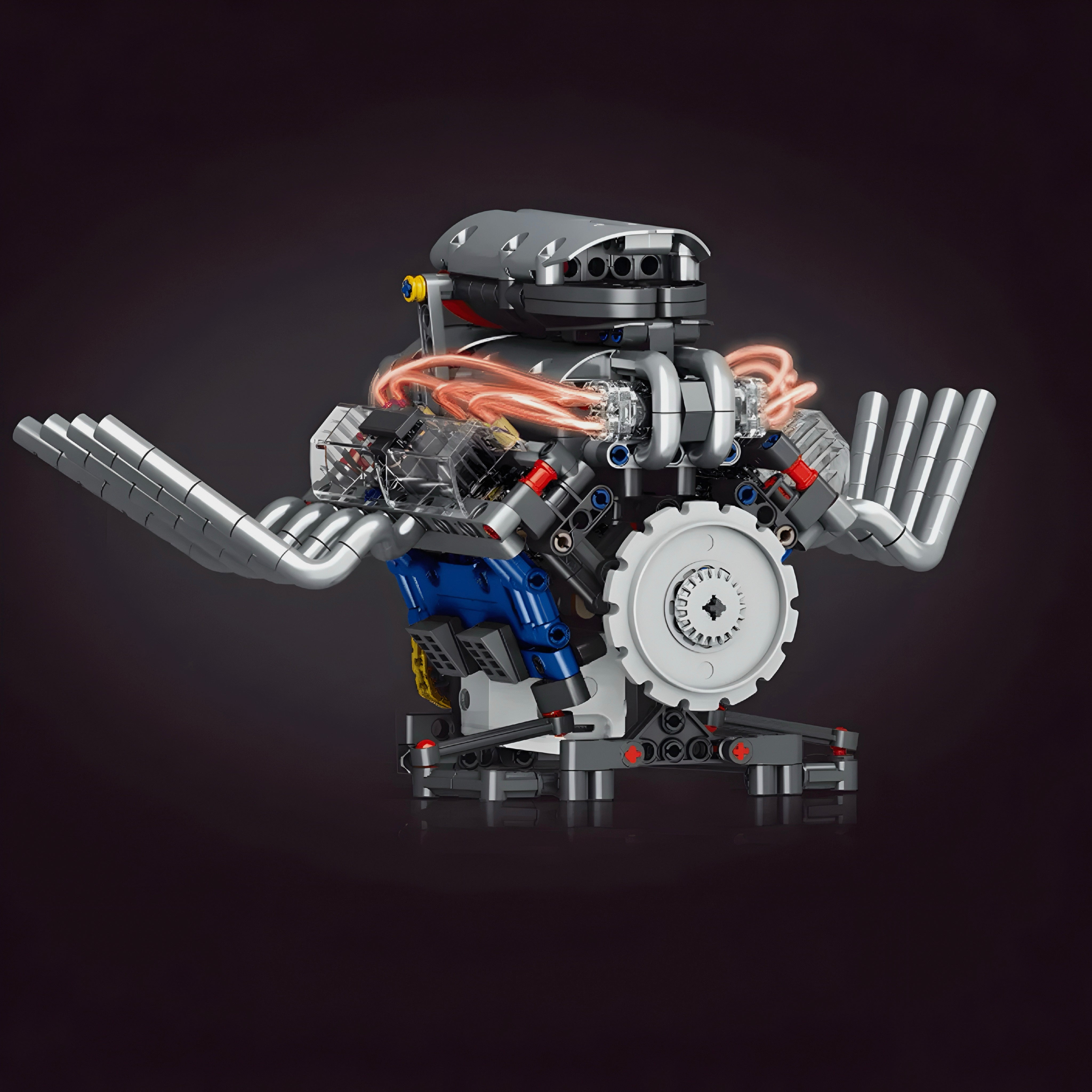 Motorized V8 Hot Rod Engine - MOC Building Kit - 662 Pcs