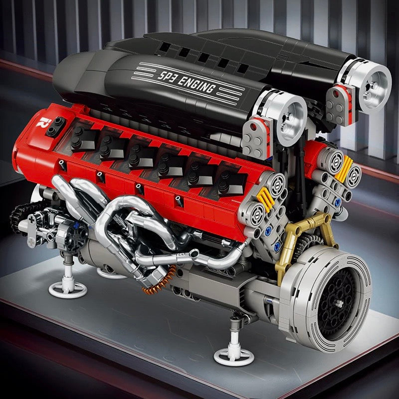Italian V12 Hypercar Engine - MOC Building Kit - 1240 Pcs