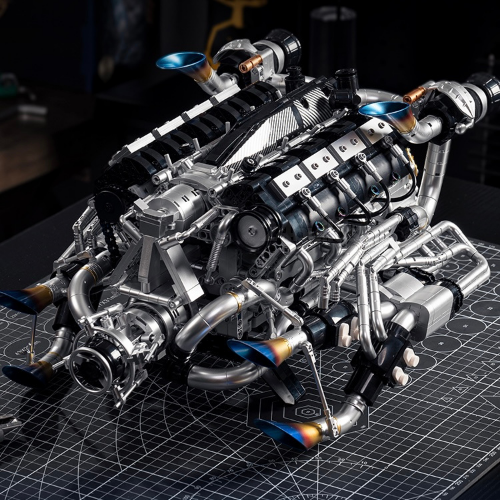 Burnt Blue V8 Performance Engine Model - 2774 Pieces