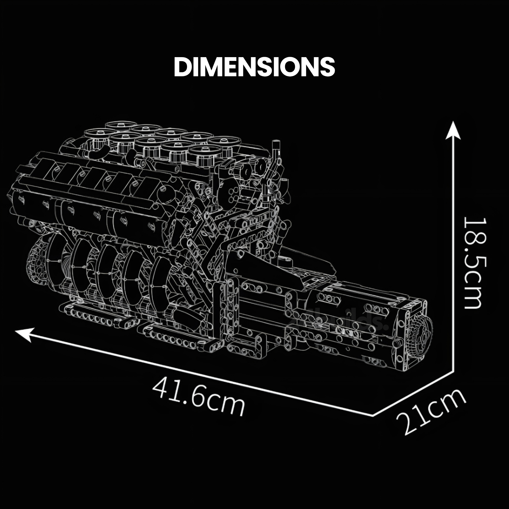 Japanese V10 Performance Engine Model - 1834 Pieces