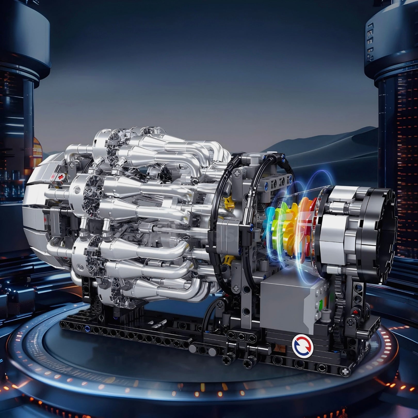 1214-Piece Motorized Turbojet Engine Kit