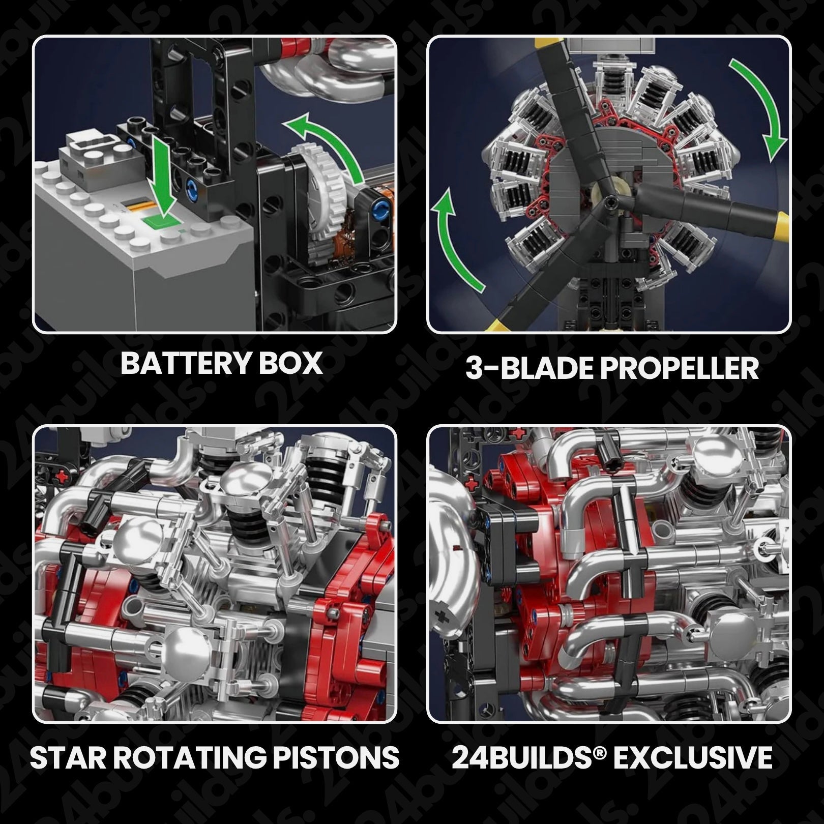 Motorized Radial Aircraft Engine - MOC Building Kit - 1146 Pcs
