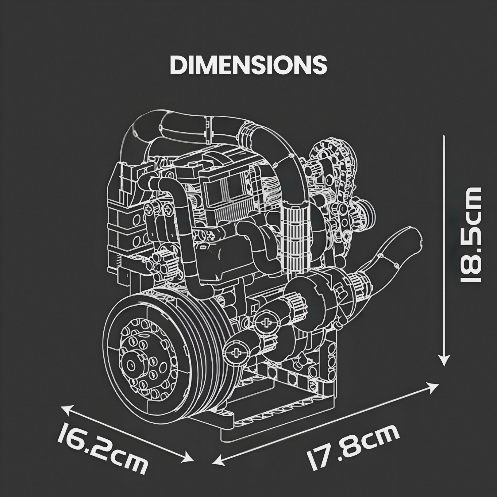 Motorized Swedish Hypercar Engine Set | 738 Pieces