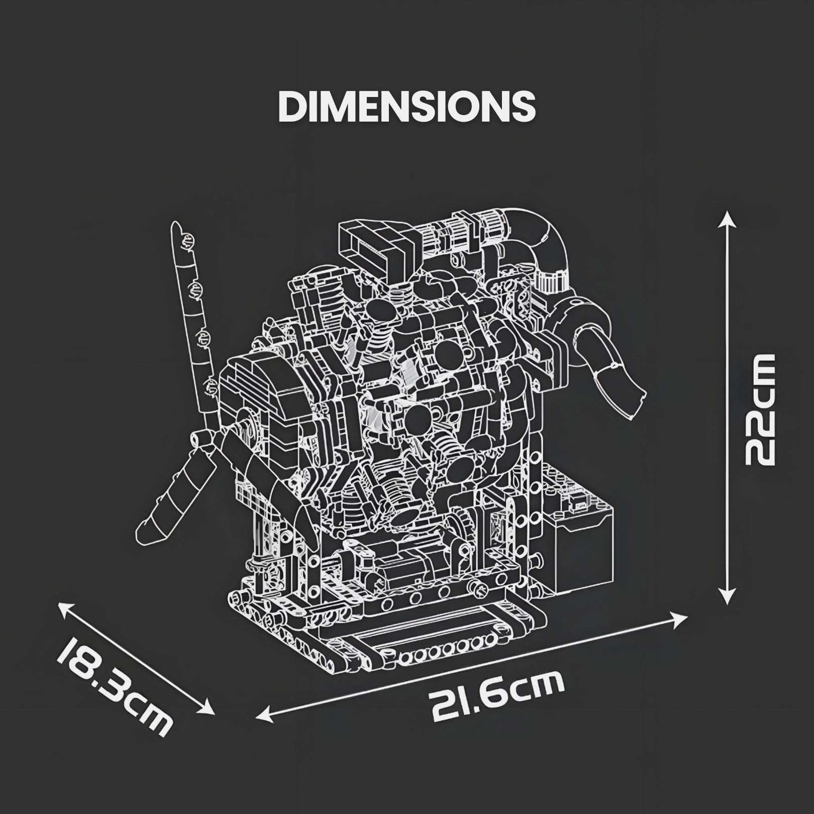 Motorized Radial Aircraft Engine - MOC Building Kit - 1146 Pcs