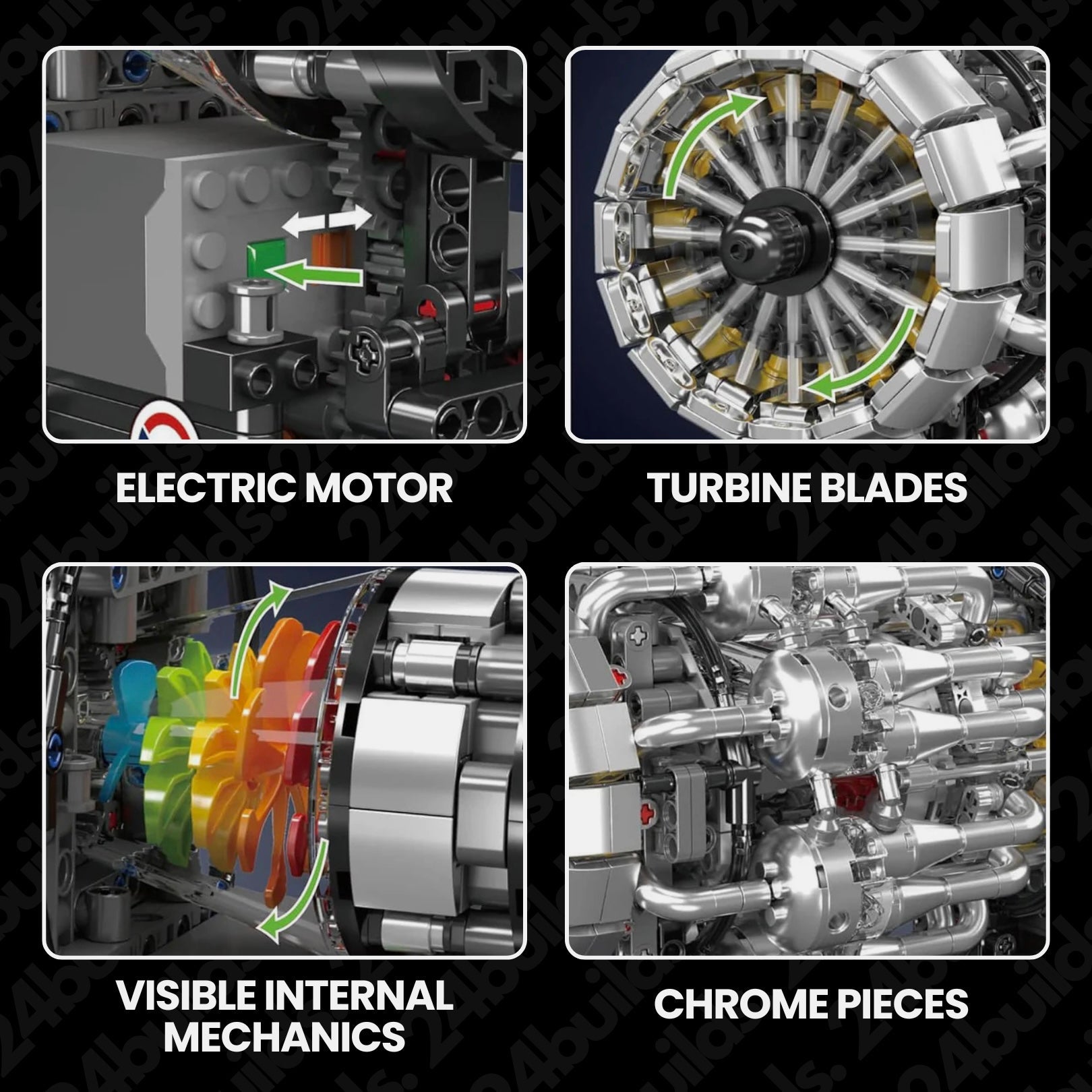 1214-Piece Motorized Turbojet Engine Kit
