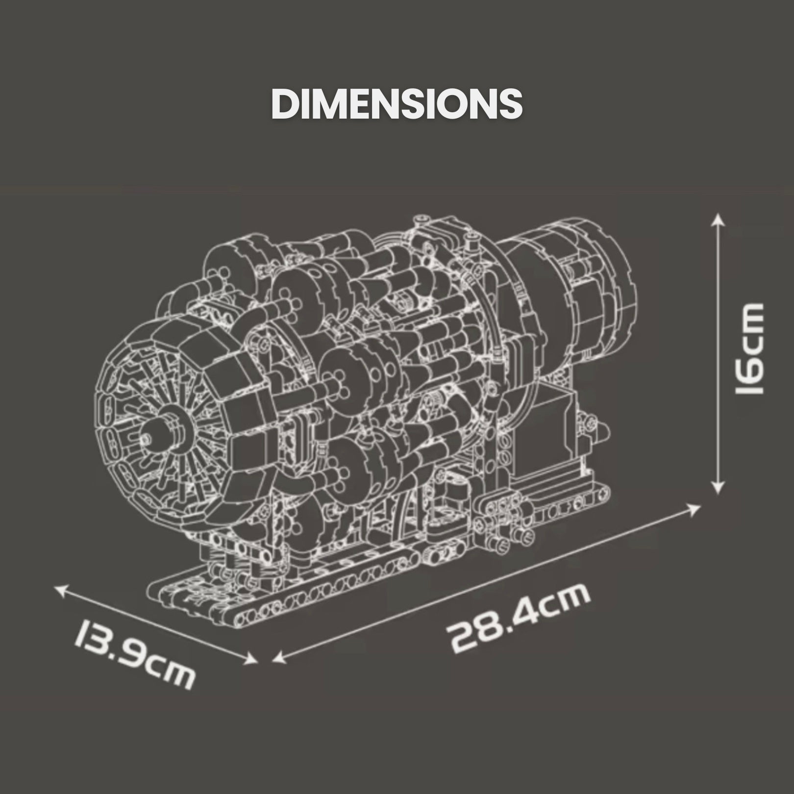 1214-Piece Motorized Turbojet Engine Kit