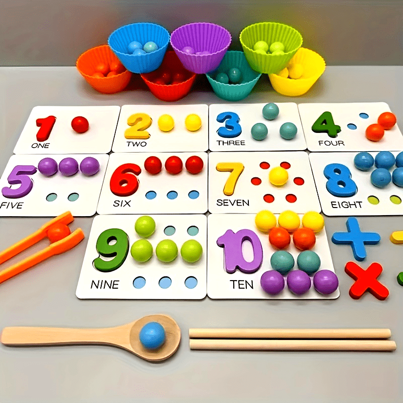 Wooden Math Counting Toy Set – Educational Number Learning Game for Kids with Beads & Activity Cards