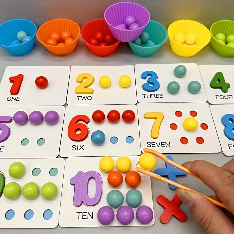 Wooden Math Counting Toy Set – Educational Number Learning Game for Kids with Beads & Activity Cards