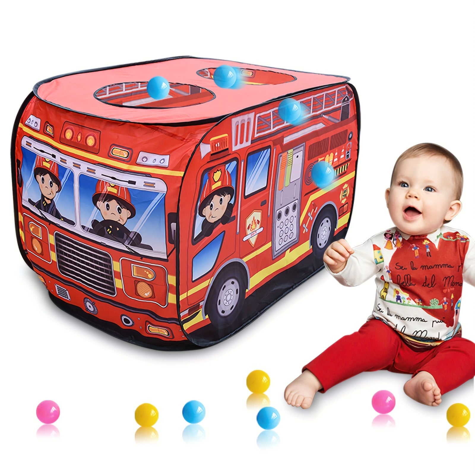 Fire Truck Car Tent for Kids – Foldable Indoor & Outdoor Playhouse with Sunroof