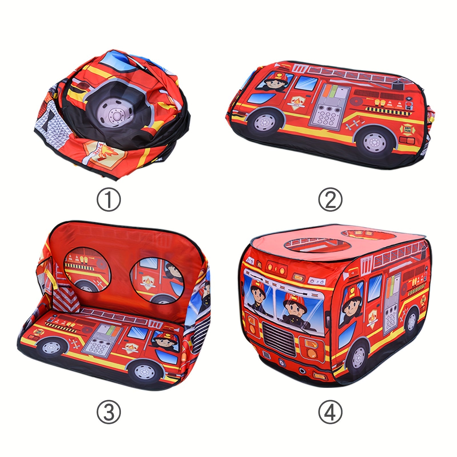 Fire Truck Car Tent for Kids – Foldable Indoor & Outdoor Playhouse with Sunroof