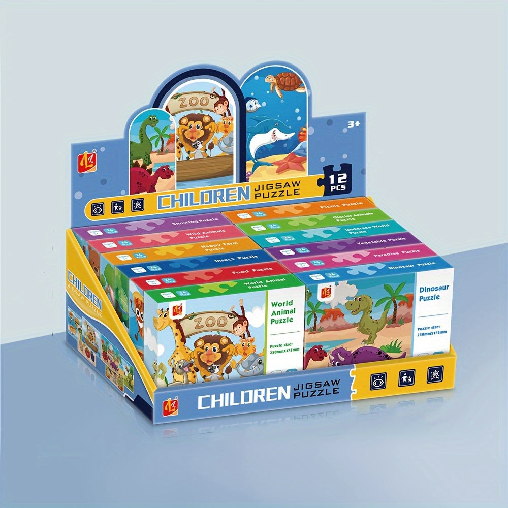 Kids Puzzle Gift Set – 12 Boxes, 24 Pieces