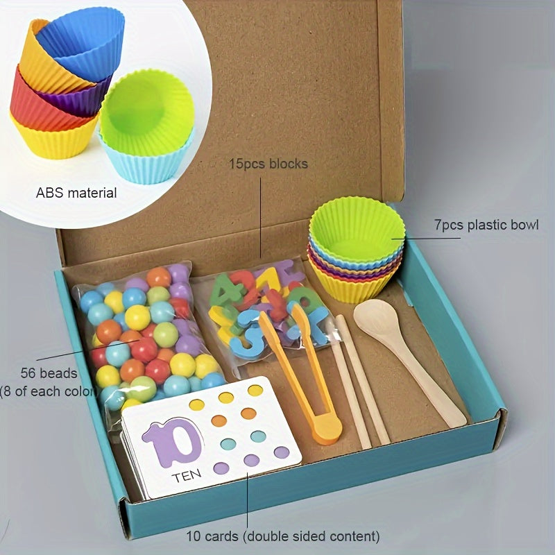 Wooden Math Counting Toy Set – Educational Number Learning Game for Kids with Beads & Activity Cards